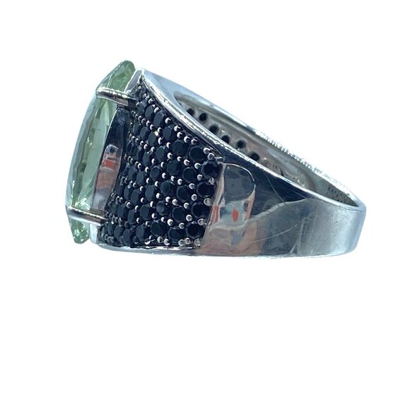 Sterling Silver 925 Green Amethyst Wide Band Ring Size 10 Signed PK Statement - Picture 4 of 12